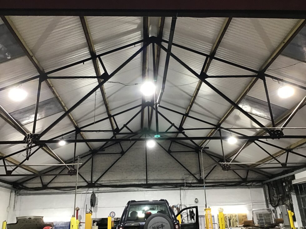 Berwick Service Station garage after LED lighting installed from LED-UK