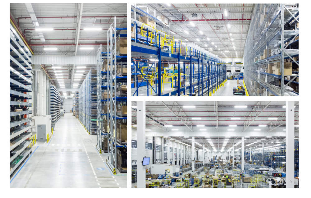 LED lighting in a car warehouse